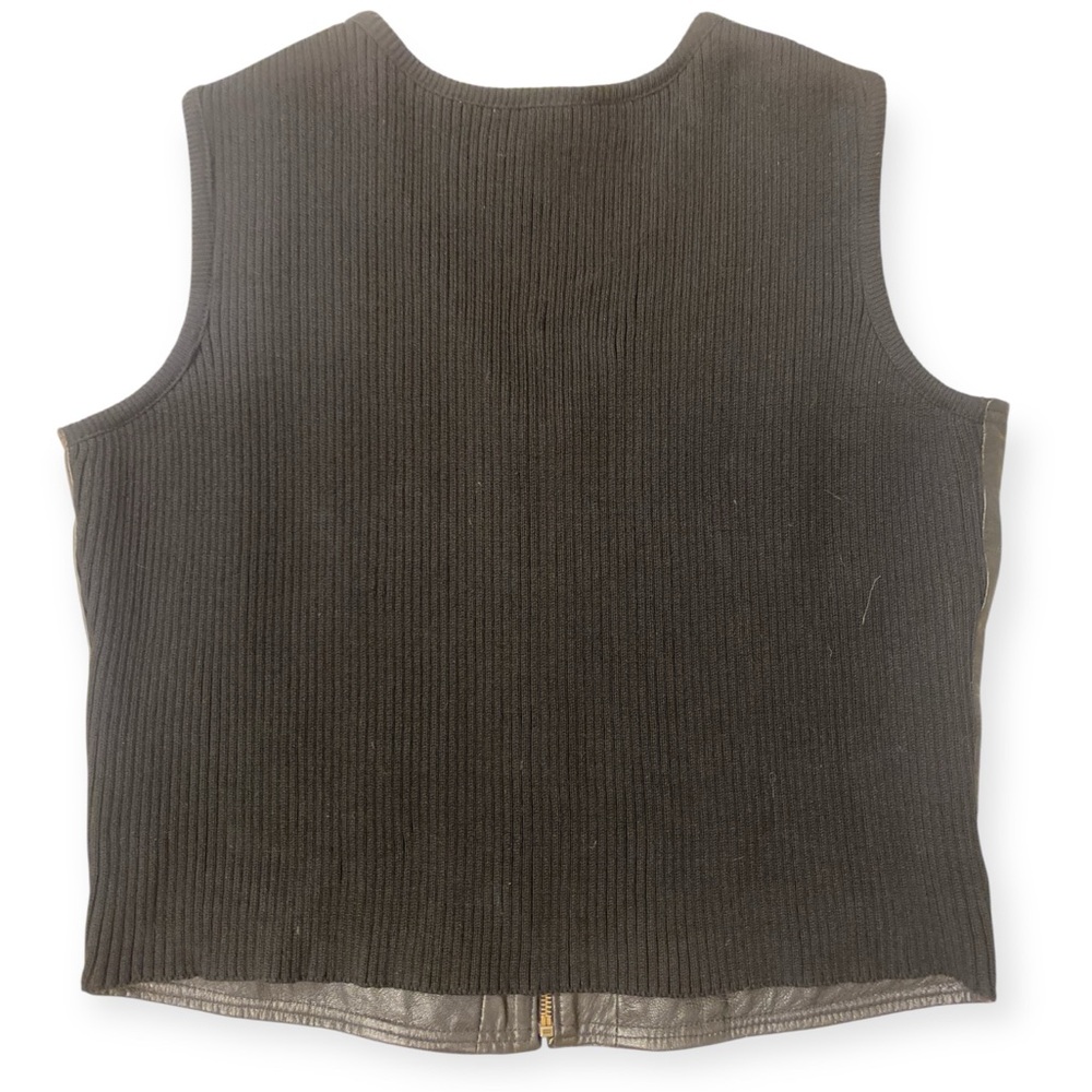 90s Chandler Hill Genuine Leather Vest Black L – Vintage Biker Grunge Streetwear - Picture 3 of 10